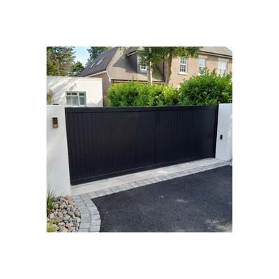 maicy black aluminium slatted driveway gate