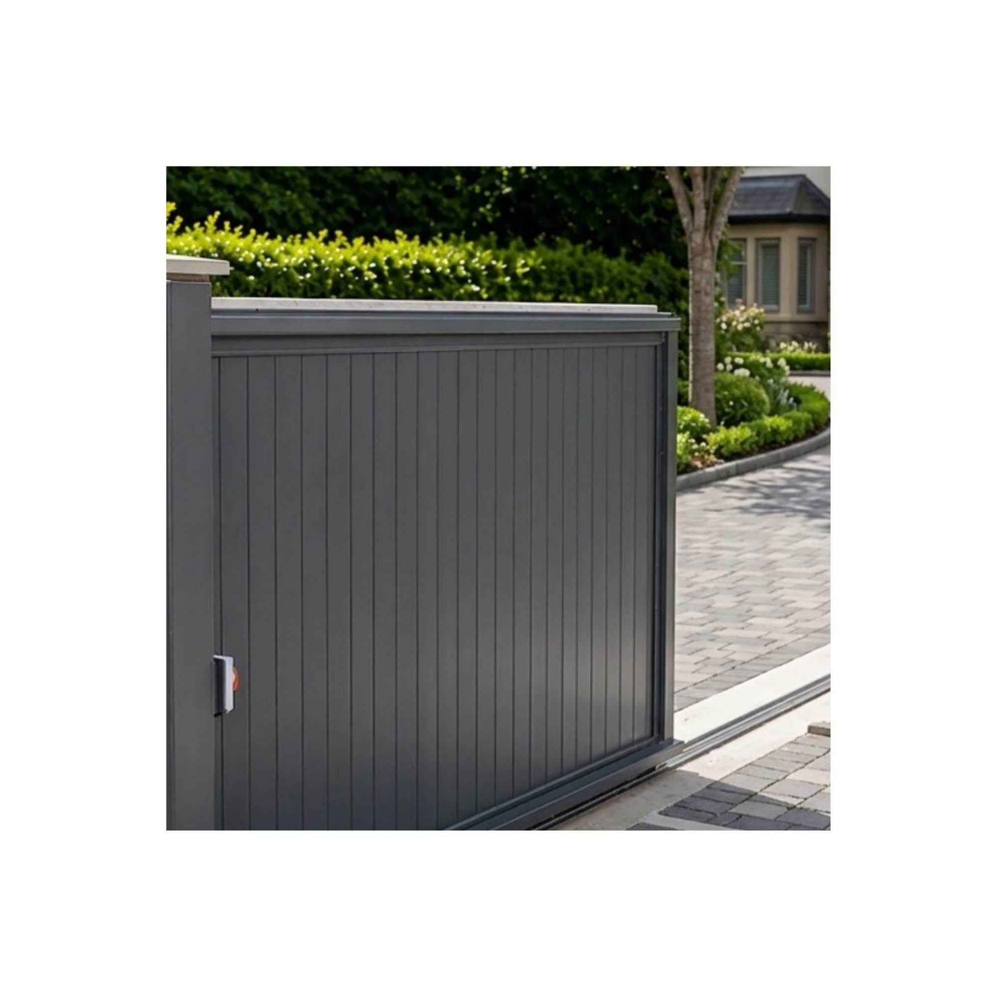 3d generated image of slab maicy aluminium sliding gate